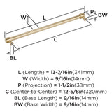 AMEROCK Faircrest Wrapped Bar Handle Pulls in Golden Champagne 320mm BP347469BBZ Specs