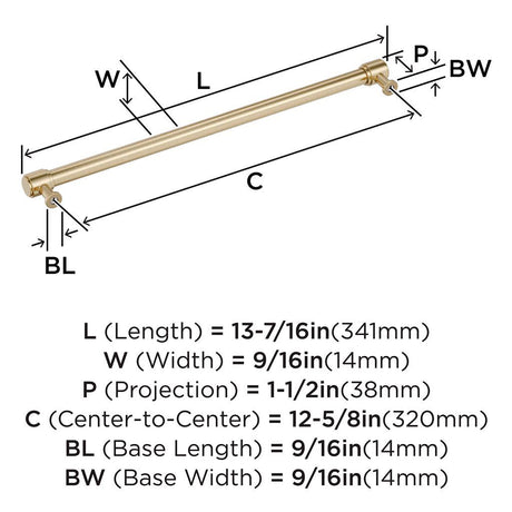 AMEROCK Faircrest Wrapped Bar Handle Pulls in Golden Champagne 320mm BP347469BBZ Specs