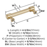 AMEROCK Faircrest Wrapped Bar Handle Pulls in Golden Champagne 96mm BP347463BBZ Specs