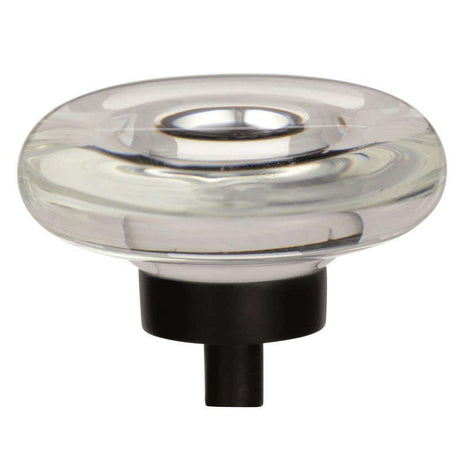 AMEROCK Glacio 1-3/4" Diameter Glass Cabinet Knob in Clear and Black Bronze BP36652CBBR