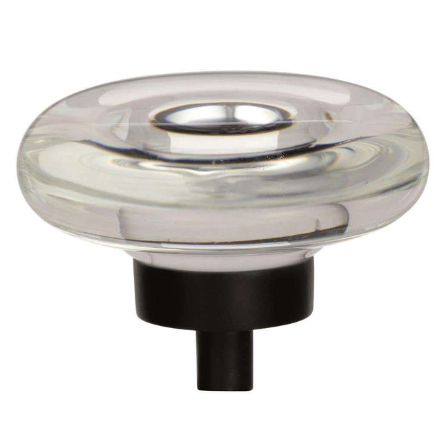 AMEROCK Glacio 1-3/4" Diameter Glass Cabinet Knob in Clear and Black Bronze BP36652CBBR