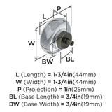 AMEROCK Glacio 1-3/4" Diameter Glass Cabinet Knob in Clear and Gunmetal BP36652CGM Specs