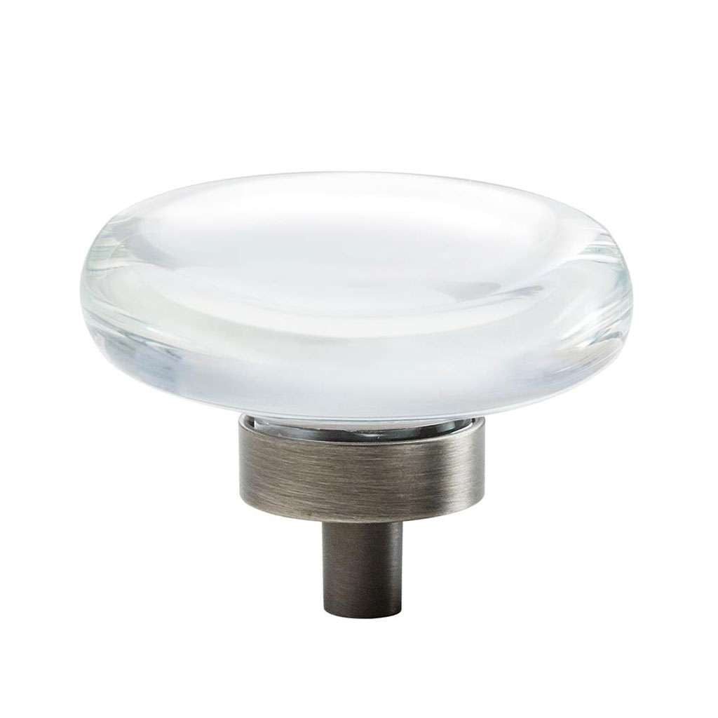 AMEROCK Glacio 1-3/4" Diameter Glass Cabinet Knob in Clear and Gunmetal BP36652CGM