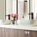 AMEROCK Glacio 1-3/4" Diameter Glass Cabinet Knob in Clear and Oil Rubbed Bronze BP36652CORB in Brown Bathroom