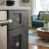 AMEROCK Glacio 1-3/4" Diameter Glass Cabinet Knob in Clear and Oil Rubbed Bronze BP36652CORB on Gray