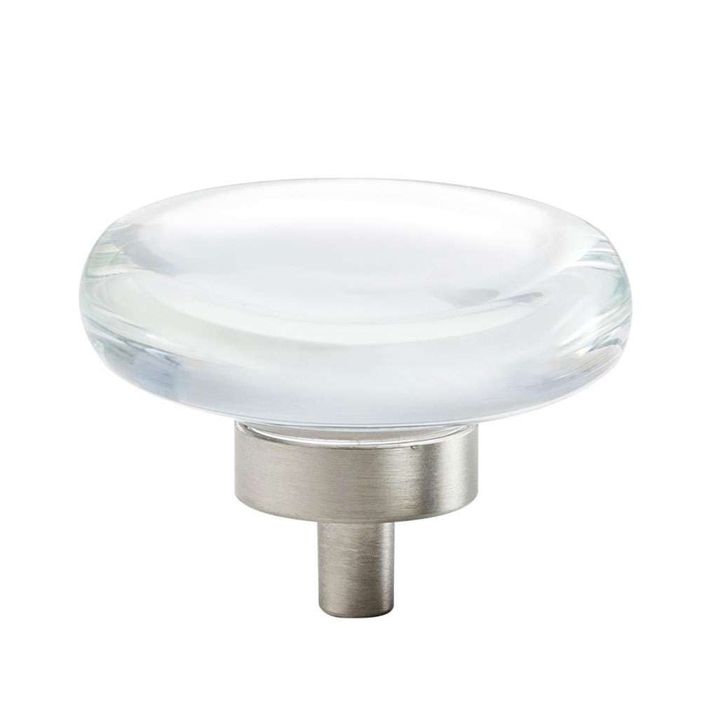 AMEROCK Glacio 1-3/4" Diameter Glass Cabinet Knob in Clear and Satin Nickel BP36652CG10