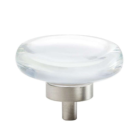 AMEROCK Glacio 1-3/4" Diameter Glass Cabinet Knob in Clear and Satin Nickel BP36652CG10