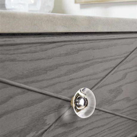 AMEROCK Glacio 1-3/4" Diameter Glass Cabinet Knob in Clear and Champagne Bronze BP36652C26 on Gray