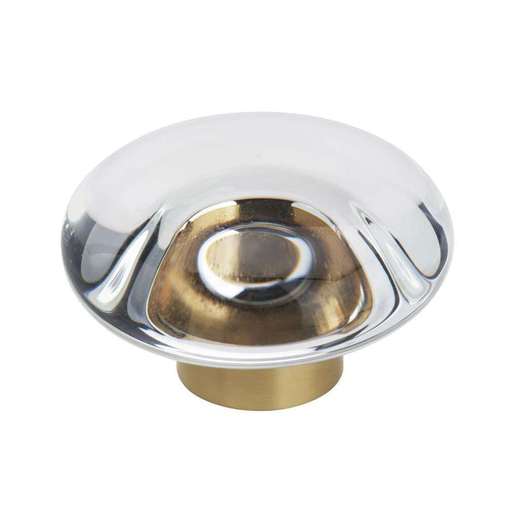 AMEROCK Glacio 1-3/4" Diameter Glass Cabinet Knob in Clear and Champagne Bronze BP36652C26