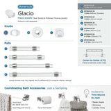 AMEROCK Glacio 1-3/4" Length Glass Oval Cabinet Knob in Chrome and Clear BP36651C26 Collection