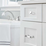 AMEROCK Glacio 1-3/4" Length Glass Oval Cabinet Knob in Chrome and Clear BP36651C26 on White