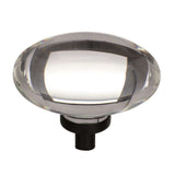 AMEROCK Glacio 1-3/4" Length Glass Oval Cabinet Knob in Clear and Black Bronze BP36651CBBR