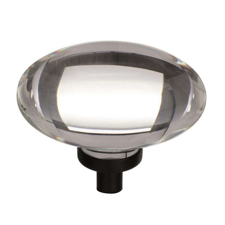 AMEROCK Glacio 1-3/4" Length Glass Oval Cabinet Knob in Clear and Black Bronze BP36651CBBR
