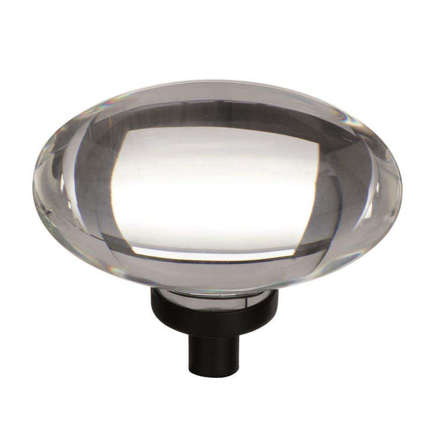AMEROCK Glacio 1-3/4" Length Glass Oval Cabinet Knob in Clear and Black Bronze BP36651CBBR