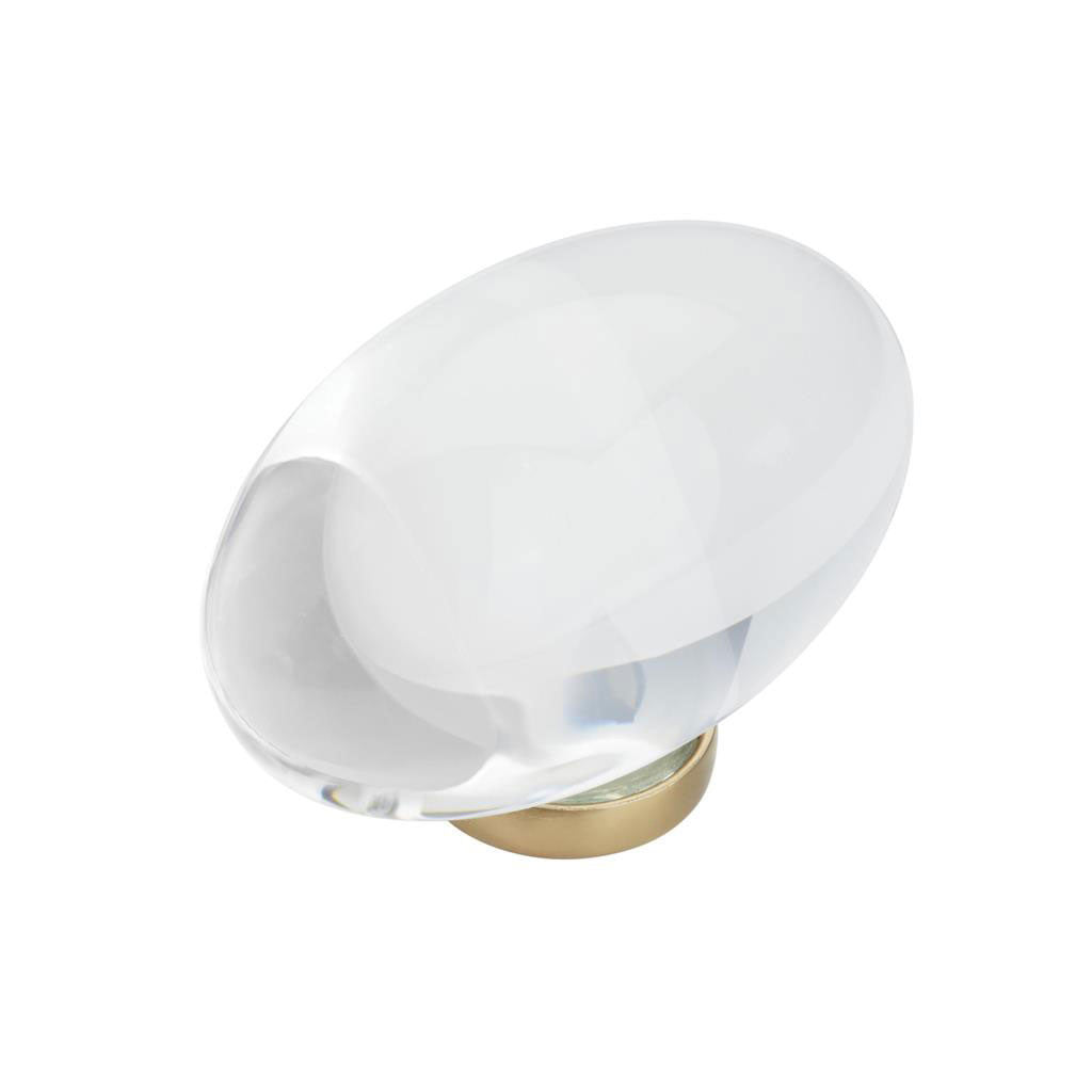 AMEROCK Glacio 1-3/4" Length Glass Oval Cabinet Knob in Clear and Champagne Bronze BP36651CCZ