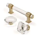 AMEROCK Glacio 1-3/4" Length Glass Oval Cabinet Knob in Clear and Golden Champagne BP36651CBBZ Collection