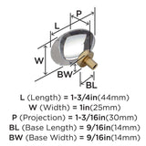 AMEROCK Glacio 1-3/4" Length Glass Oval Cabinet Knob in Clear and Golden Champagne BP36651CBBZ Specs