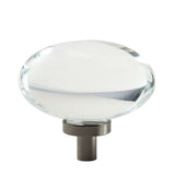 AMEROCK Glacio 1-3/4" Length Glass Oval Cabinet Knob in Clear and Gunmetal BP36651CGM