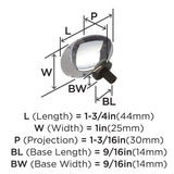AMEROCK Glacio 1-3/4" Length Glass Oval Cabinet Knob in Clear and Oil Rubbed Bronze BP36651CORB Specs