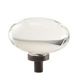 AMEROCK Glacio 1-3/4" Length Glass Oval Cabinet Knob in Clear and Oil Rubbed Bronze BP36651CORB