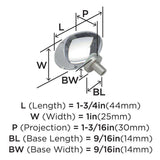 AMEROCK Glacio 1-3/4" Length Glass Oval Cabinet Knob in Clear and Satin Nickel BP36651CG10 Specs