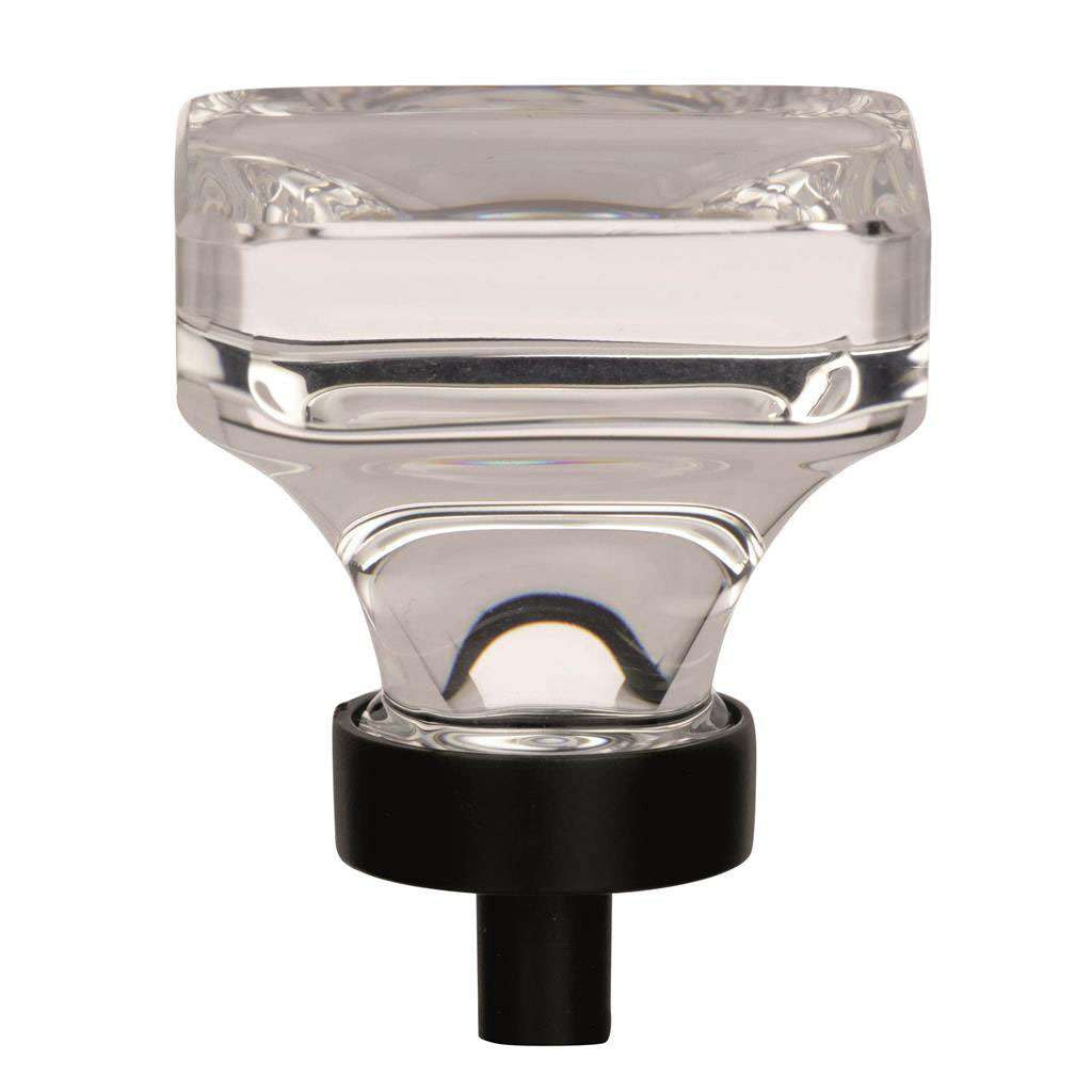 AMEROCK Glacio 1-3/8" Length Glass Square Cabinet Knob in Clear and Black Bronze BP36651CBBR
