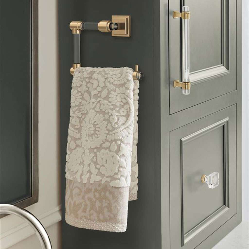 AMEROCK Glacio 1-3/8" Length Glass Square Cabinet Knob in Clear and Champagne Bronze BP36653CCZ on Green