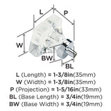 AMEROCK Glacio 1-3/8" Length Glass Square Cabinet Knob in Clear and Chrome BP36651C26 Specs