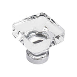 AMEROCK Glacio 1-3/8" Length Glass Square Cabinet Knob in Clear and Chrome BP36651C26