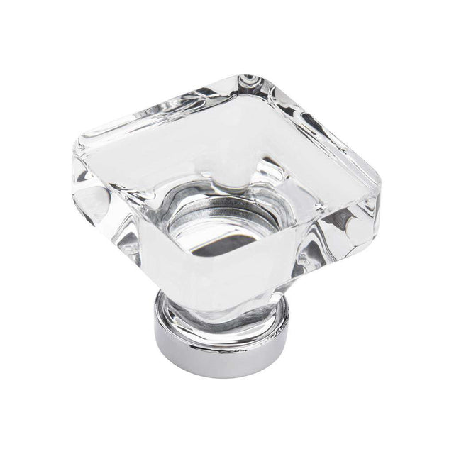 AMEROCK Glacio 1-3/8" Length Glass Square Cabinet Knob in Clear and Chrome BP36651C26