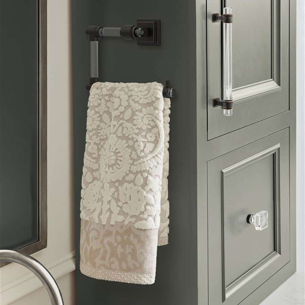 AMEROCK Glacio 1-3/8" Length Glass Square Cabinet Knob in Clear and Oil Rubbed Bronze BP36651CORB on Green