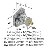 AMEROCK Glacio 1-3/8" Length Glass Square Cabinet Knob in Clear and Polished Nickel BP36651CPN Specs