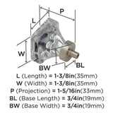 AMEROCK Glacio 1-3/8" Length Glass Square Cabinet Knob in Clear and Satin Nickel BP36651CG10 Specs