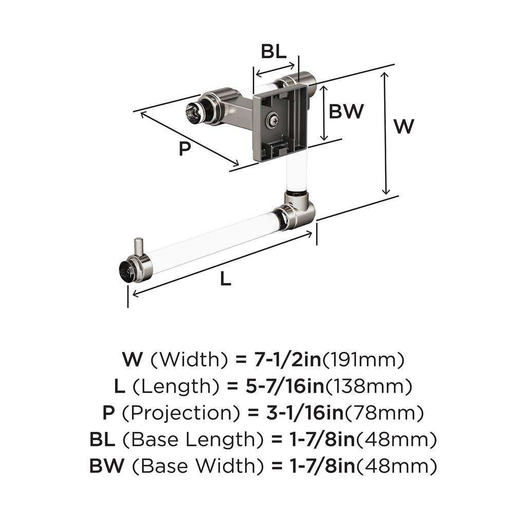 AMEROCK Glacio 5-7/16" Length Hanging Towel Ring in Clear and Brushed Nickel BH36062CG10 Specs