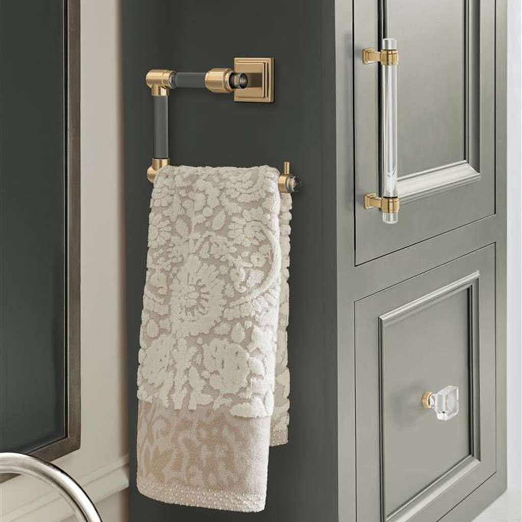 AMEROCK Glacio 5-7/16" Length Hanging Towel Ring in Clear and Champagne Bronze BH36062CCZ in Green Bathroom