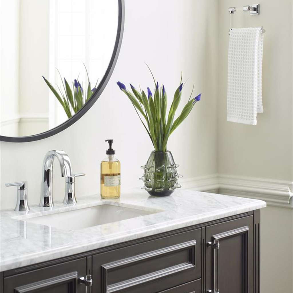 AMEROCK Glacio 5-7/16" Length Hanging Towel Ring in Clear and Chrome BH36062C26 in Brown Bathroom