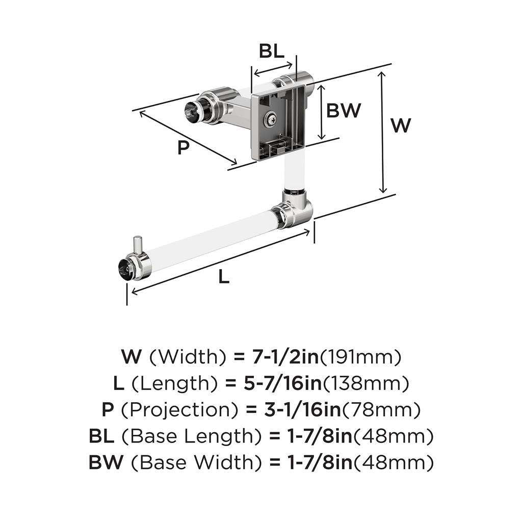 AMEROCK Glacio 5-7/16" Length Hanging Towel Ring in Clear and Chrome BH36062C26 Specs