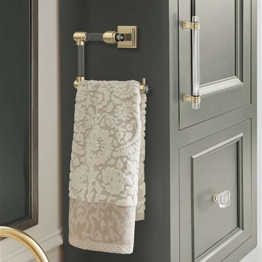 AMEROCK Glacio 5-7/16" Length Hanging Towel Ring in Clear and Golden Champagne BH36062CBBZ in Green Bathroom