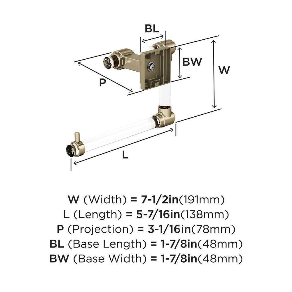 AMEROCK Glacio 5-7/16" Length Hanging Towel Ring in Clear and Golden Champagne BH36062CBBZ Specs