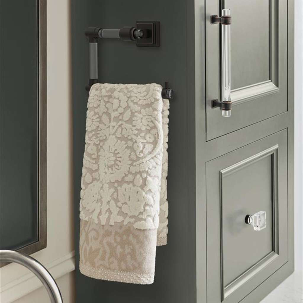 AMEROCK Glacio 5-7/16" Length Hanging Towel Ring in Clear and Oil Rubbed Bronze BH36062CORB in Green Bathroom