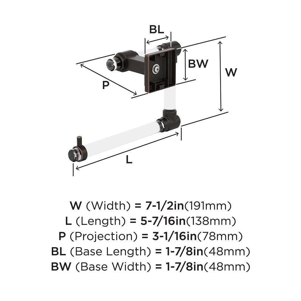 AMEROCK Glacio 5-7/16" Length Hanging Towel Ring in Clear and Oil Rubbed Bronze BH36062CORB Specs