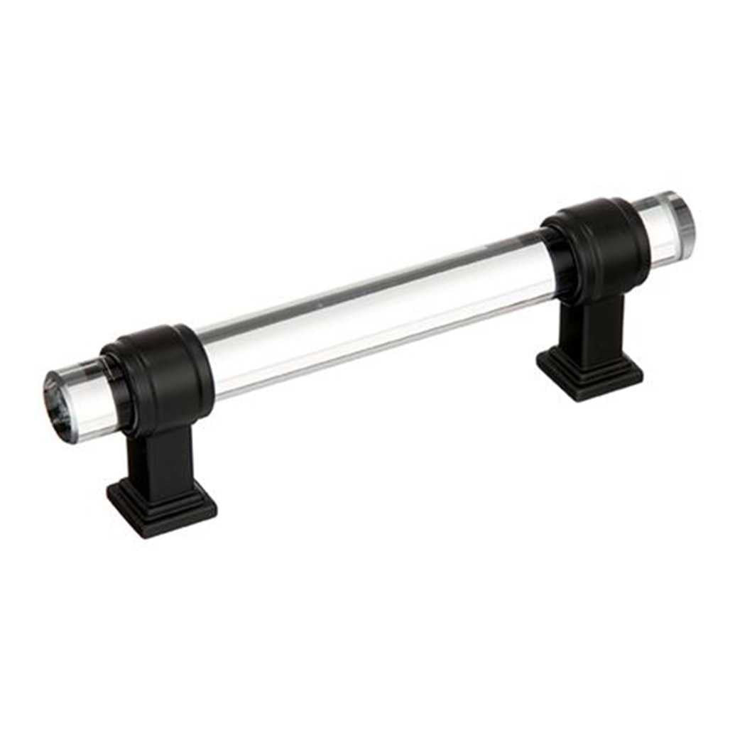 Main View of a Clear Glass and Black Bronze 3-3/4" Hole Centers Handle Cabinet Pull from Amerock's Glacio Collection BP36654CBBR