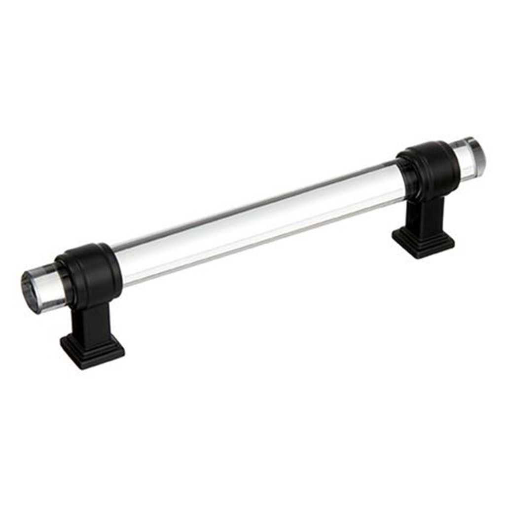 Main View of a Clear Glass and Black Bronze 5-1/16" Hole Centers Handle Cabinet Pull from Amerock's Glacio Collection BP36655CBBR