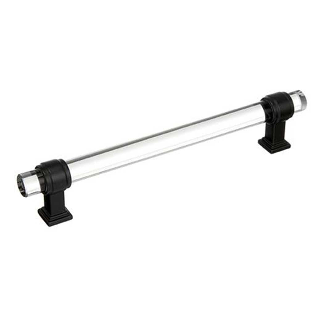 Main View of a Clear Glass and Black Bronze 6-5/16" Hole Centers Handle Cabinet Pull from Amerock's Glacio Collection BP36656CBBR