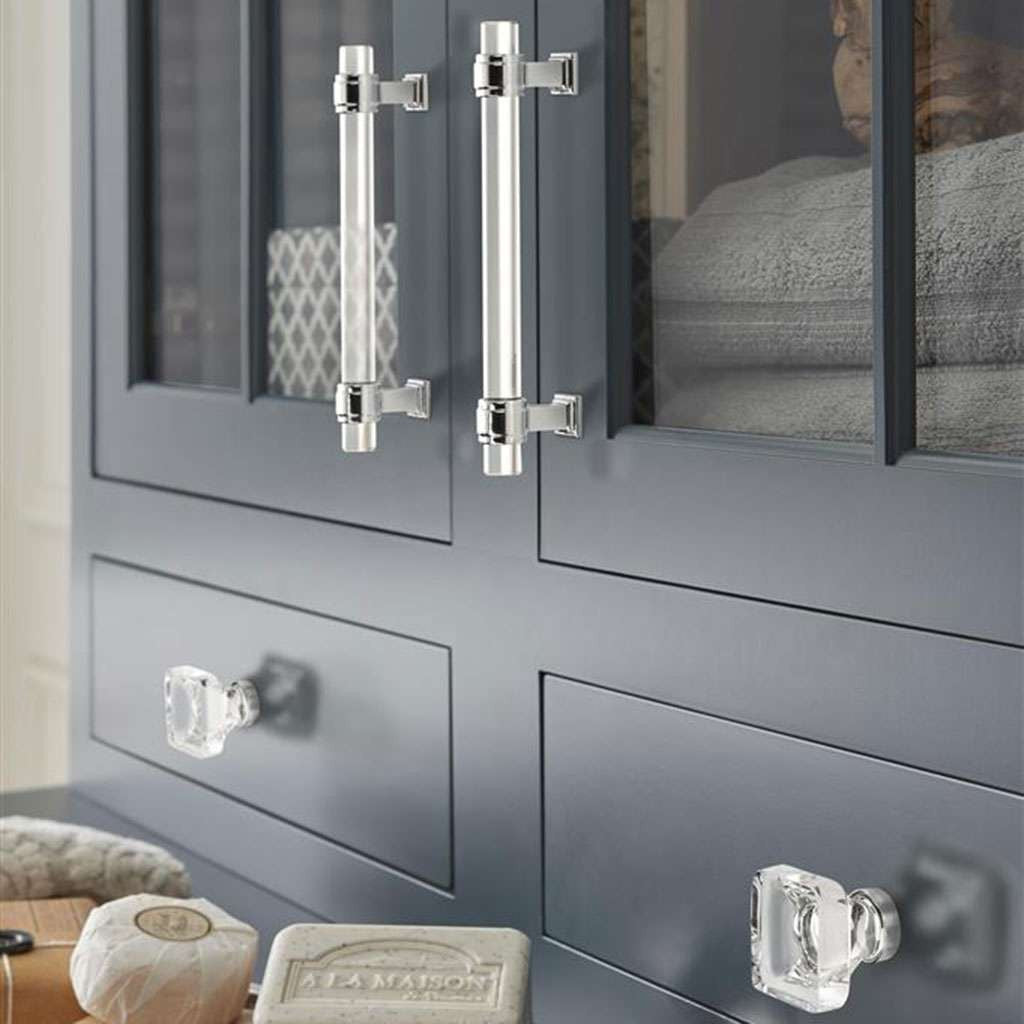 AMEROCK Glacio Collection on Blue Cabinet