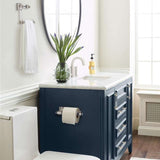 AMEROCK Glacio Single Post Toilet Paper Holder in Clear and Brushed Nickel BH36061CG10 in Blue Bathroom