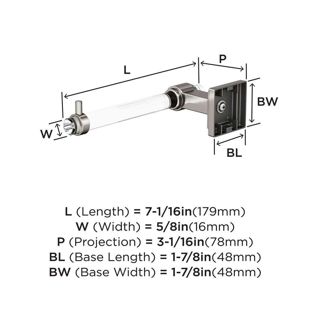 AMEROCK Glacio Single Post Toilet Paper Holder in Clear and Brushed Nickel BH36061CG10 Specs