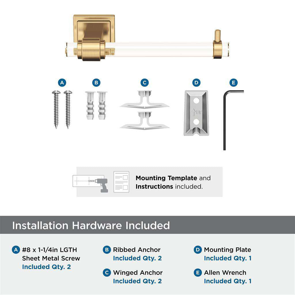AMEROCK Glacio Single Post Toilet Paper Holder in Clear and Champagne Bronze BH36061CCZ Installation Hardware