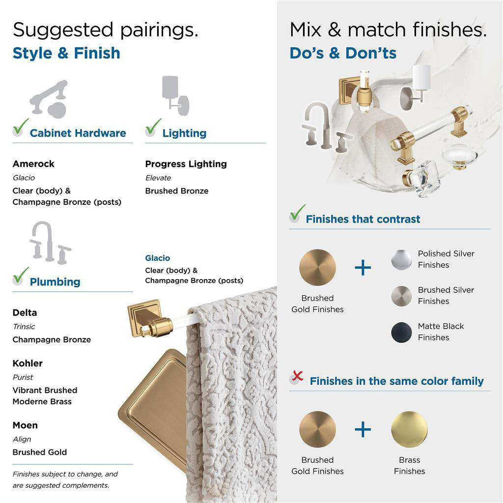 AMEROCK Glacio Single Post Toilet Paper Holder in Clear and Champagne Bronze BH36061CCZ Pairings