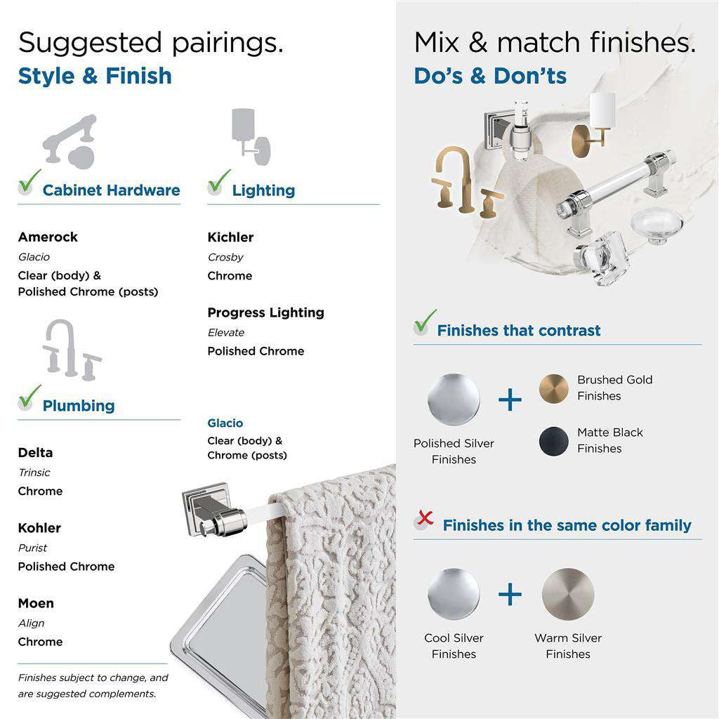 AMEROCK Glacio Single Post Toilet Paper Holder in Clear and Chrome BH36061C26 Pairings